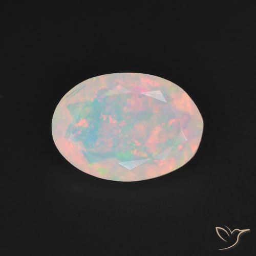 1.28ct طبيعي متعدد الألوان أوبال, بيضوي, نصف شفاف
