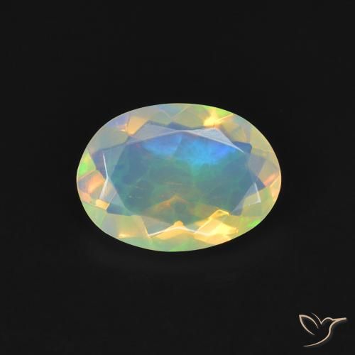 0.84ct طبيعي متعدد الألوان أوبال, بيضوي, شفاف