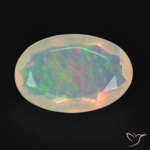 1.96ct طبيعي أبيض متعدد الألوان أوبال, بيضوي, شفاف