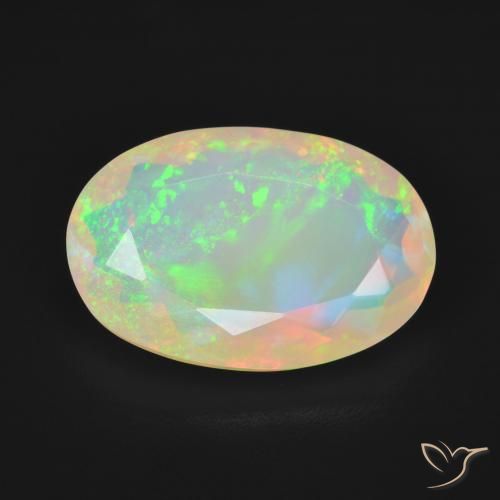 3.84ct طبيعي متعدد الألوان أوبال, بيضوي, شفاف