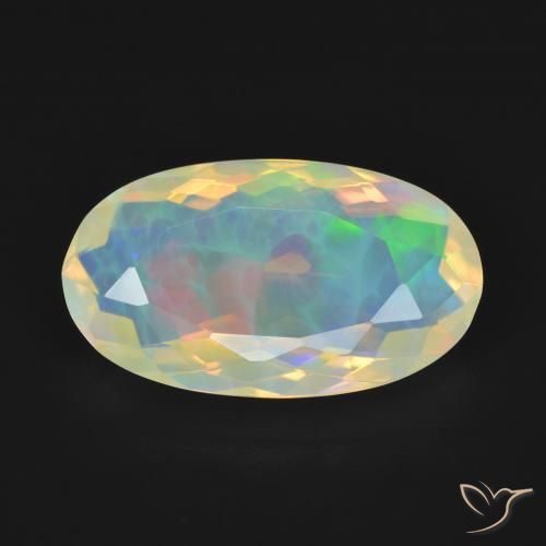 3.51ct طبيعي متعدد الألوان أوبال, بيضوي, شفاف