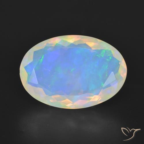 5.13ct طبيعي متعدد الألوان أوبال, بيضوي, شفاف