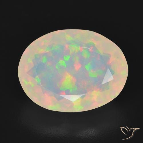 3.52ct طبيعي متعدد الألوان أوبال, بيضوي, شفاف