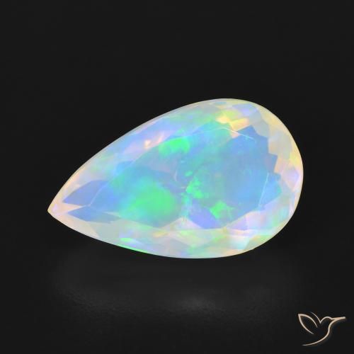 3.03ct طبيعي متعدد الألوان أوبال, شكل الكمثرى, شفاف