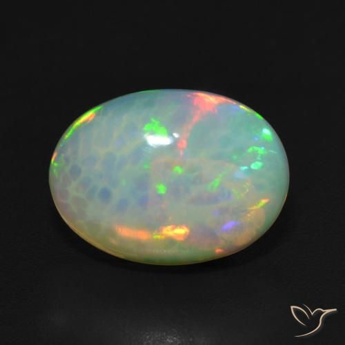 3.23ct طبيعي متعدد الألوان أوبال, بيضوي, نصف شفاف