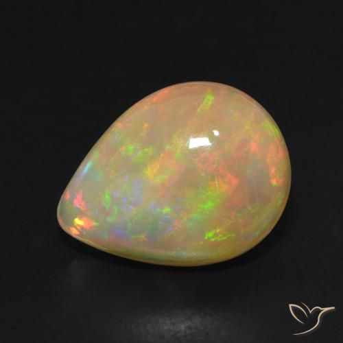 2.84ct طبيعي متعدد الألوان أوبال, شكل الكمثرى, نصف شفاف