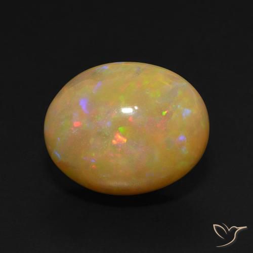 5.88ct طبيعي متعدد الألوان أوبال, بيضوي, نصف شفاف
