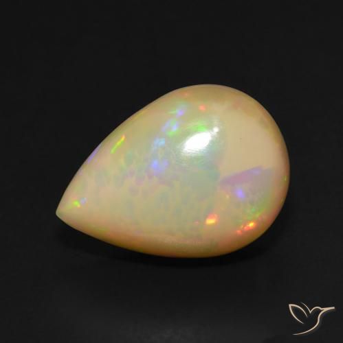 3.95ct طبيعي متعدد الألوان أوبال, شكل الكمثرى, نصف شفاف