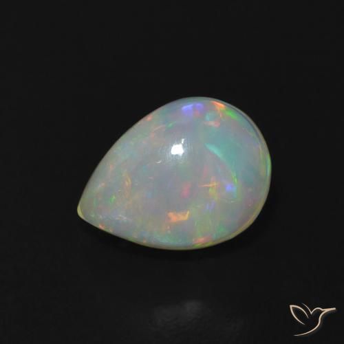 1.01ct طبيعي متعدد الألوان أوبال, شكل الكمثرى, شفاف, Photo A