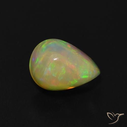 0.64ct طبيعي متعدد الألوان أوبال, شكل الكمثرى, شفاف