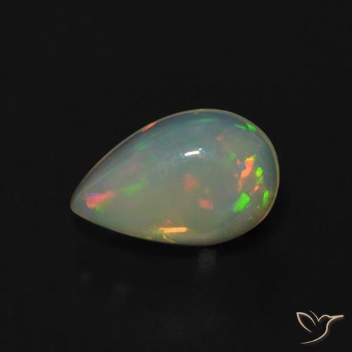 0.68ct طبيعي متعدد الألوان أوبال, شكل الكمثرى, شفاف