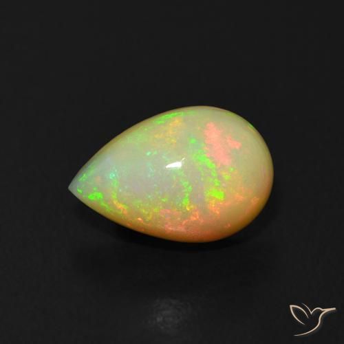 1.00ct طبيعي متعدد الألوان أوبال, شكل الكمثرى, شفاف