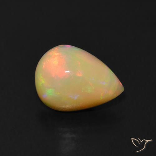 0.67ct طبيعي متعدد الألوان أوبال, شكل الكمثرى, شفاف