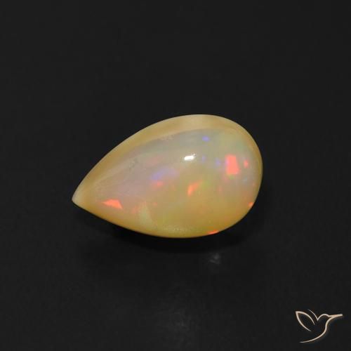 0.65ct طبيعي متعدد الألوان أوبال, شكل الكمثرى, شفاف
