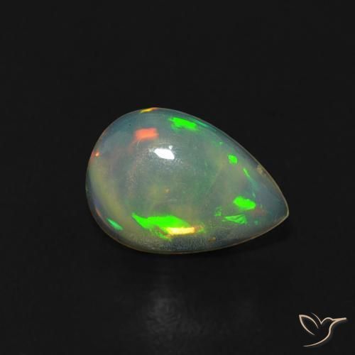 0.40ct طبيعي متعدد الألوان أوبال, شكل الكمثرى, شفاف