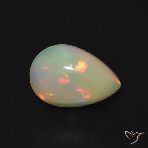 0.81ct طبيعي متعدد الألوان أوبال, شكل الكمثرى, شفاف