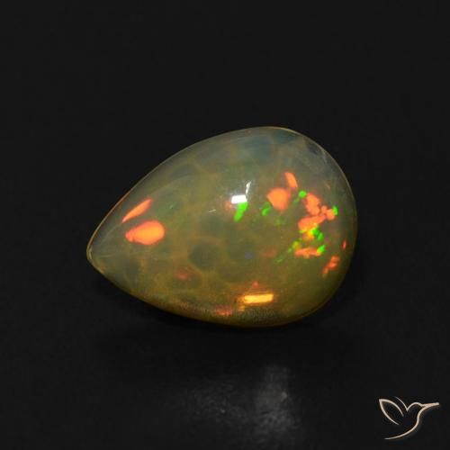 0.62ct طبيعي متعدد الألوان أوبال, شكل الكمثرى, شفاف, Photo A