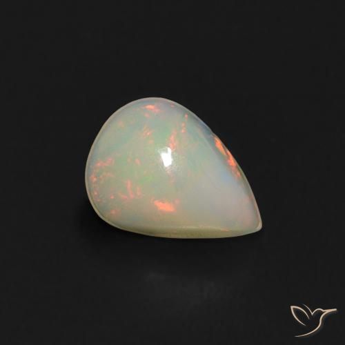 0.36ct طبيعي متعدد الألوان أوبال, شكل الكمثرى, شفاف