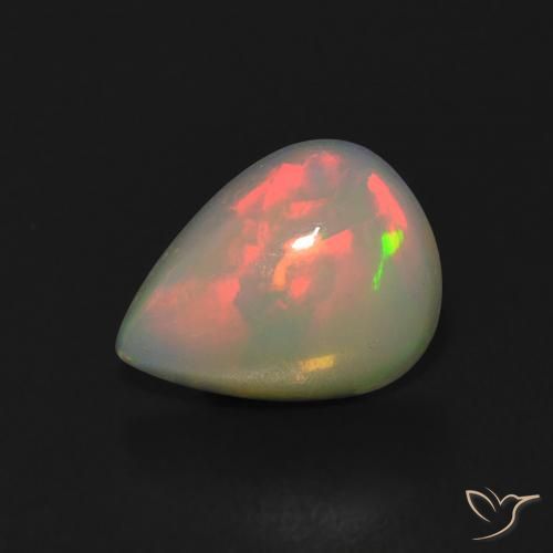 0.91ct طبيعي متعدد الألوان أوبال, شكل الكمثرى, شفاف, Photo A