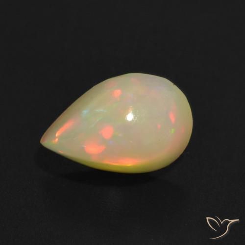 1.36ct طبيعي متعدد الألوان أوبال, شكل الكمثرى, شفاف