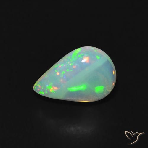0.87ct طبيعي متعدد الألوان أوبال, شكل الكمثرى, شفاف, Photo A