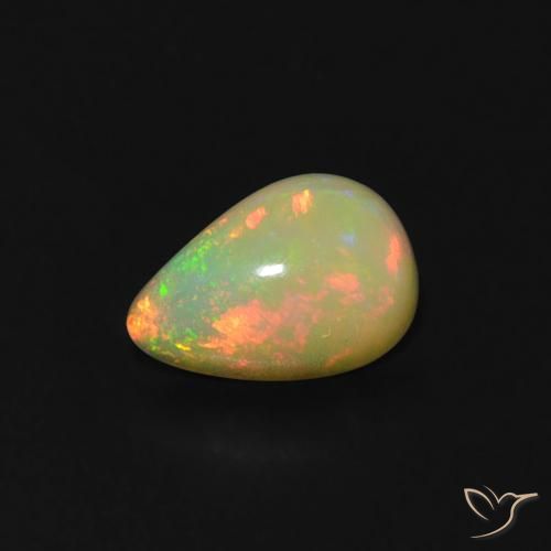 0.36ct طبيعي متعدد الألوان أوبال, شكل الكمثرى, شفاف