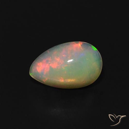 0.57ct طبيعي متعدد الألوان أوبال, شكل الكمثرى, شفاف