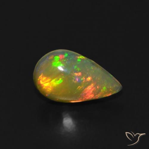 0.40ct طبيعي متعدد الألوان أوبال, شكل الكمثرى, شفاف