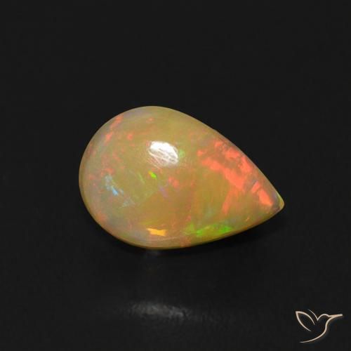 0.50ct طبيعي متعدد الألوان أوبال, شكل الكمثرى, شفاف