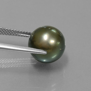 لؤلؤة رمادي غامق طبيعي، جسم كروى / الكرة، 9.57 قيراط، غير شفاف