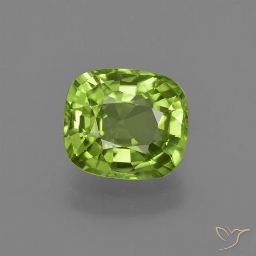 2.34ct طبيعي أخضر مصفر زبرجد, وسادة, قليلا جدا