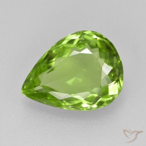 4.11ct طبيعي أخضر متوسط زبرجد, شكل الكمثرى, قليلا جدا