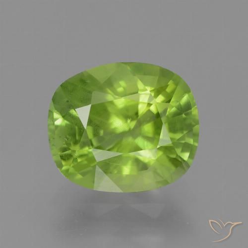 2.40ct طبيعي أخضر مصفر زبرجد, وسادة, VS-SI