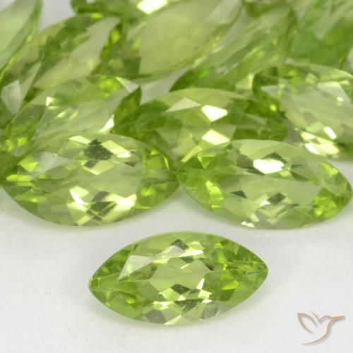 0.58ct طبيعي أخضر حيوى فاتح زبرجد, ماركيز, قليلا جدا