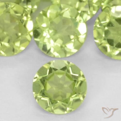 0.18ct طبيعي أخضر حيوى فاتح زبرجد, دائري, قليلا جدا