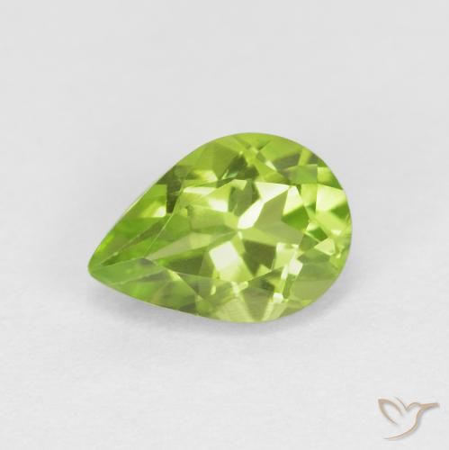 0.87ct طبيعي أخضر متوسط زبرجد, شكل الكمثرى, قليلا جدا