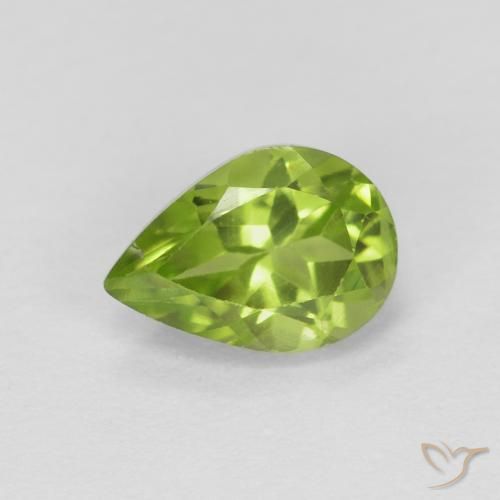 0.85ct طبيعي أخضر متوسط زبرجد, شكل الكمثرى, قليلا جدا