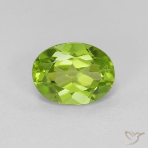 1.41ct طبيعي أخضر مصفر زبرجد, بيضوي, قليلا جدا