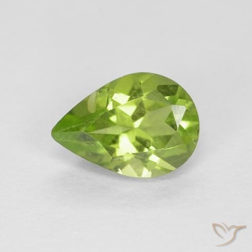 0.77ct طبيعي أخضر حيوى فاتح زبرجد, شكل الكمثرى, قليلا جدا
