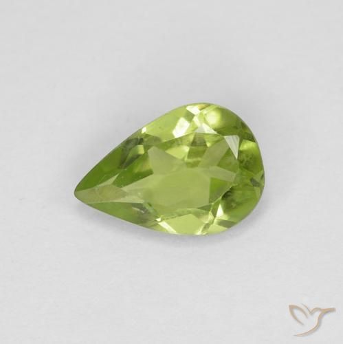 0.65ct طبيعي أخضر مصفر زبرجد, شكل الكمثرى, VVS