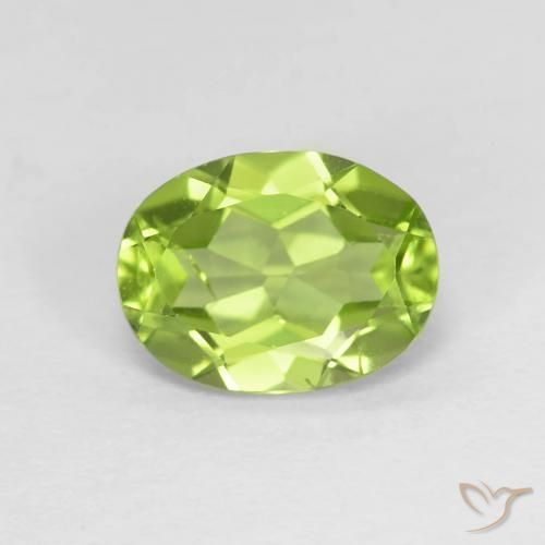 1.48ct طبيعي أخضر مصفر حيوى زبرجد, بيضوي, قليلا جدا