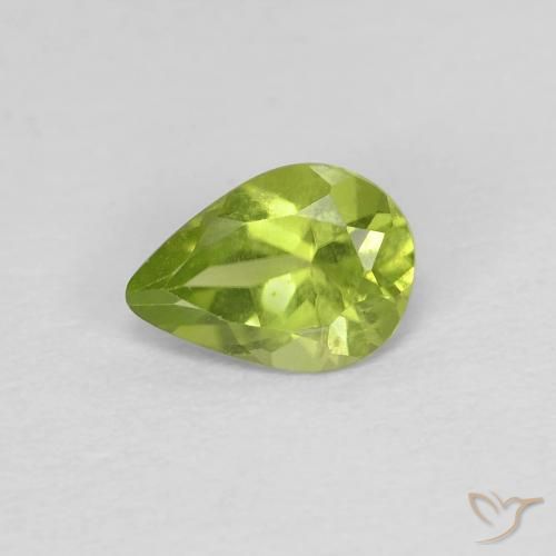 0.64ct طبيعي أخضر مصفر زبرجد, شكل الكمثرى, VVS-VS