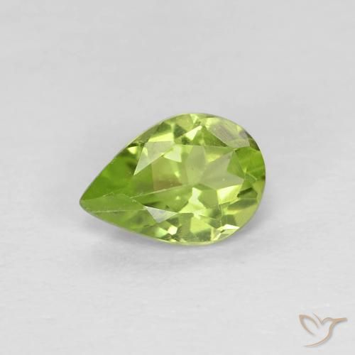 0.67ct طبيعي أخضر مصفر حيوى زبرجد, شكل الكمثرى, VVS-VS