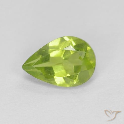0.75ct طبيعي أخضر مصفر حيوى زبرجد, شكل الكمثرى, VVS-VS