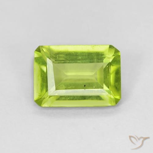 0.90ct طبيعي أخضر مصفر حيوى زبرجد, قص الزمرد, VS-SI