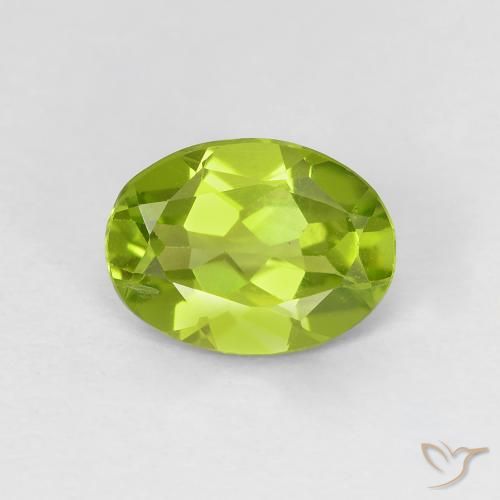 1.10ct طبيعي أخضر مصفر حيوى زبرجد, بيضوي, قليلا جدا