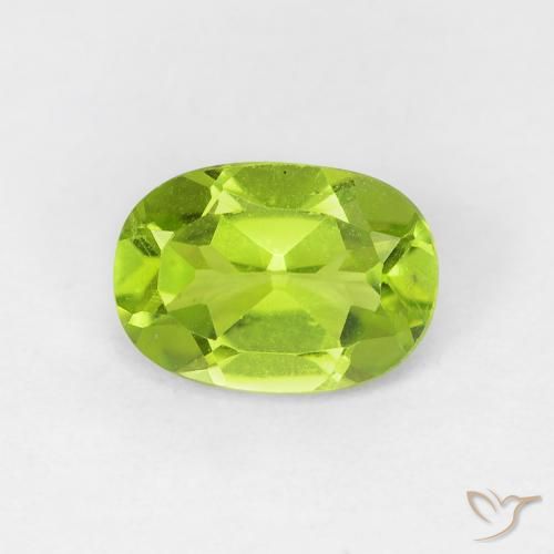 0.87ct طبيعي أخضر مصفر حيوى زبرجد, بيضوي, VVS-VS