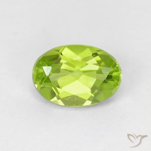 0.77ct طبيعي أخضر مصفر زبرجد, بيضوي, VVS-VS