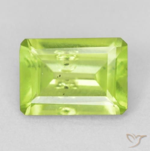 0.95ct طبيعي أخضر مصفر زبرجد, قص الزمرد, VS-SI