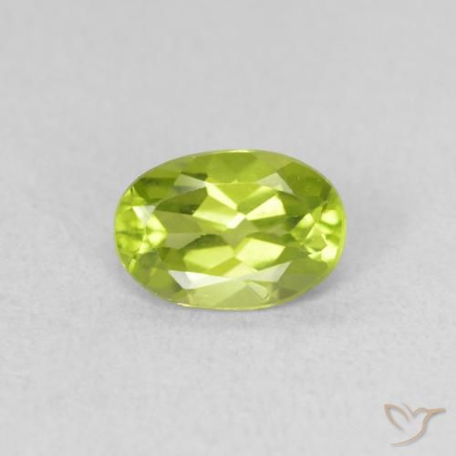 0.83ct طبيعي أخضر مصفر حيوى زبرجد, بيضوي, VVS-VS
